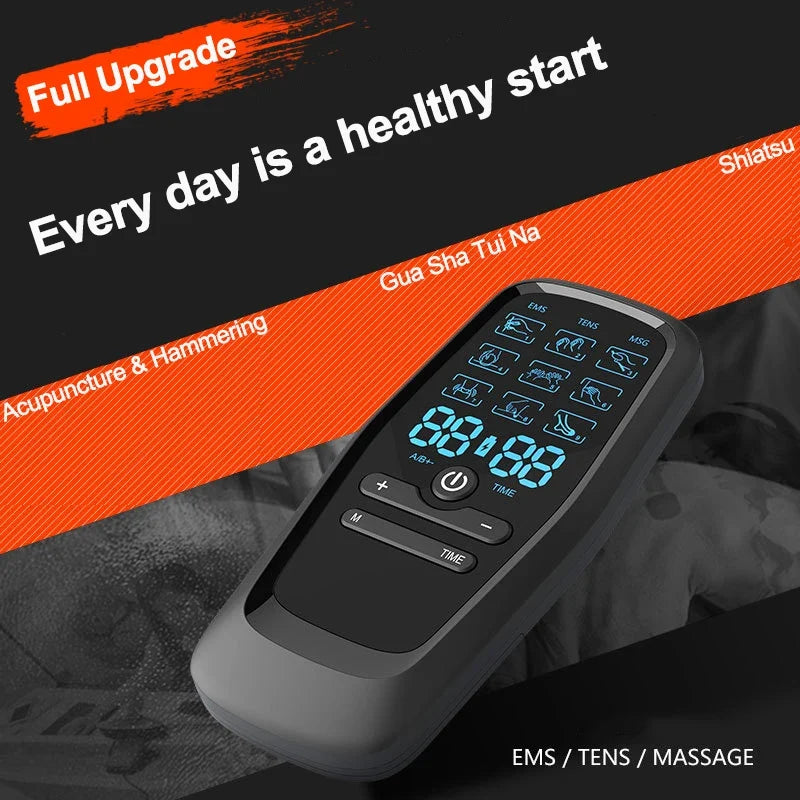 TENS & EMS Muscle Stimulator USB Rechargeable Reusable Pads