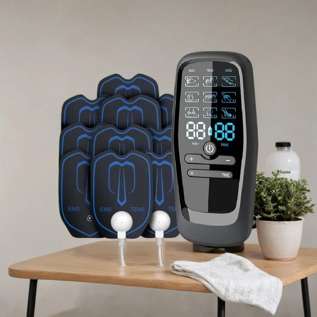 TENS & EMS Muscle Stimulator USB Rechargeable Reusable Pads
