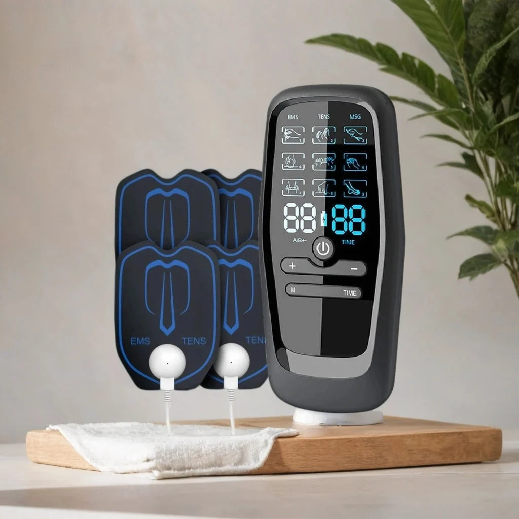 TENS & EMS Muscle Stimulator USB Rechargeable Reusable Pads