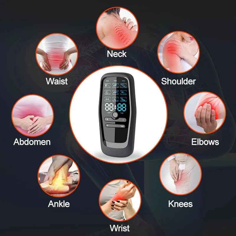 TENS & EMS Muscle Stimulator USB Rechargeable Reusable Pads