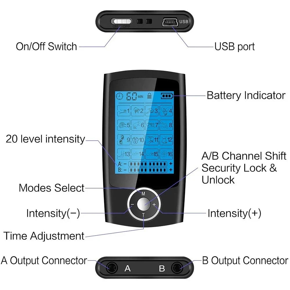 TENS & EMS Stimulator Dual Channel Rechargeable