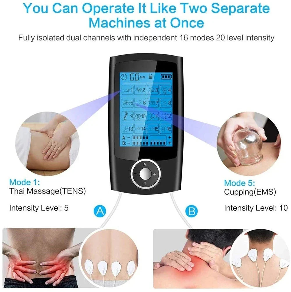 TENS & EMS Stimulator Dual Channel Rechargeable