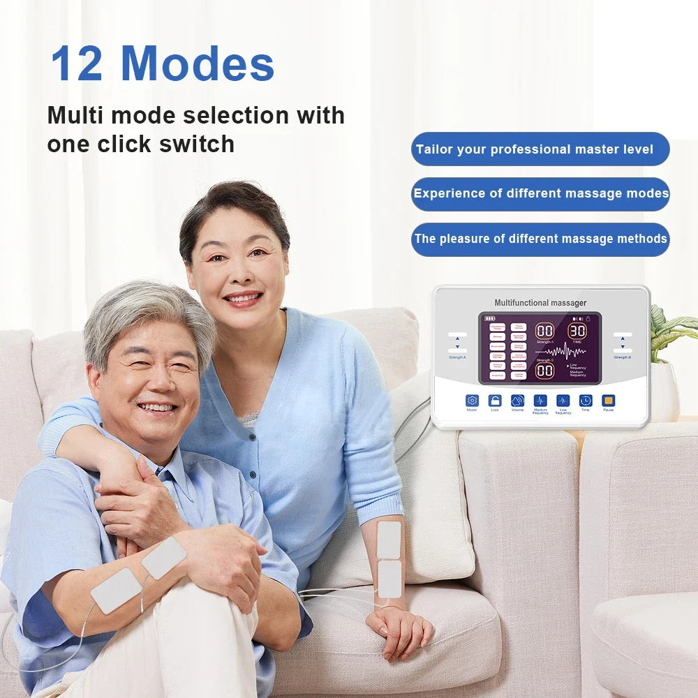 TENS & EMS Unit Dual-Channel 12 Modes USB-C Rechargeable