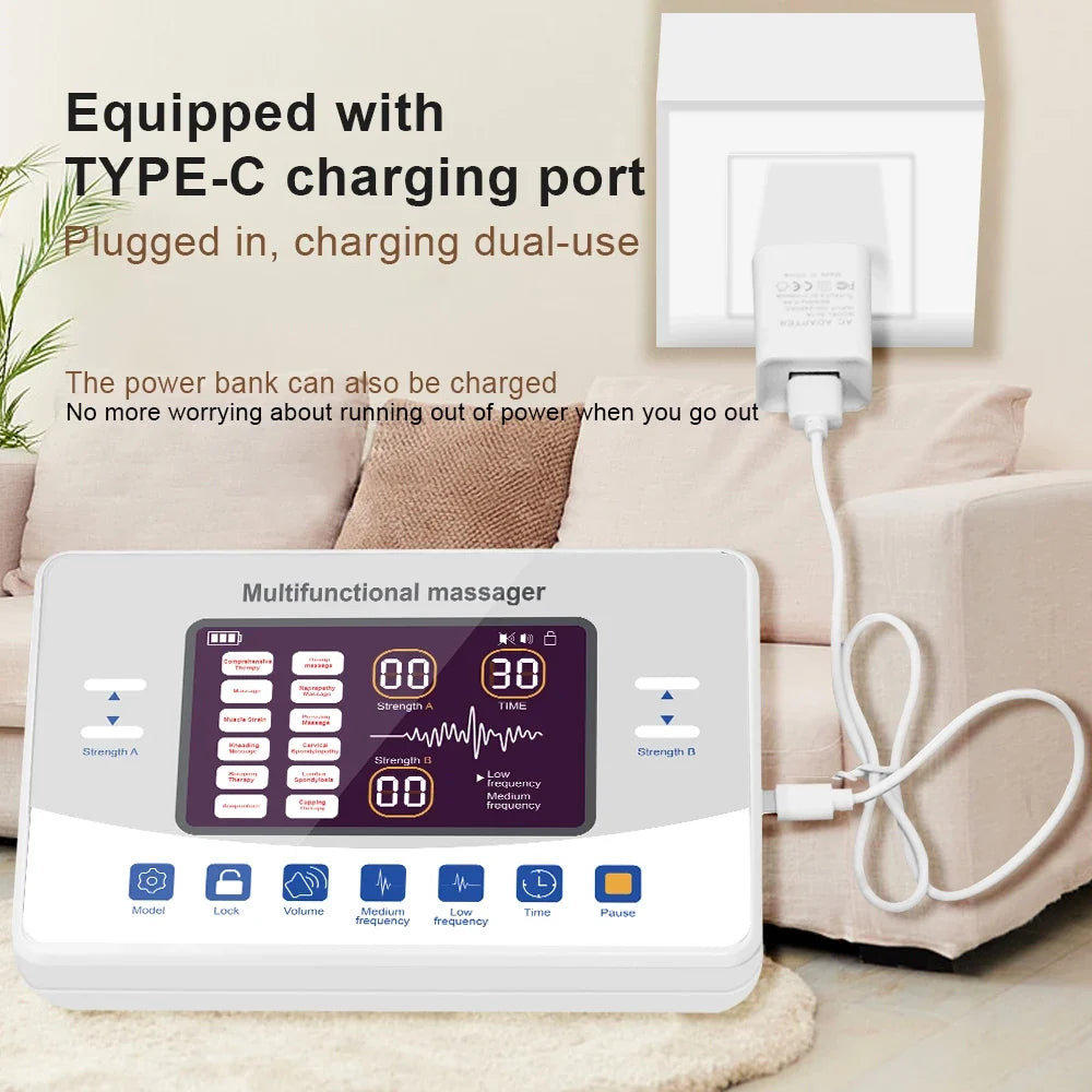 TENS & EMS Unit Dual-Channel 12 Modes USB-C Rechargeable