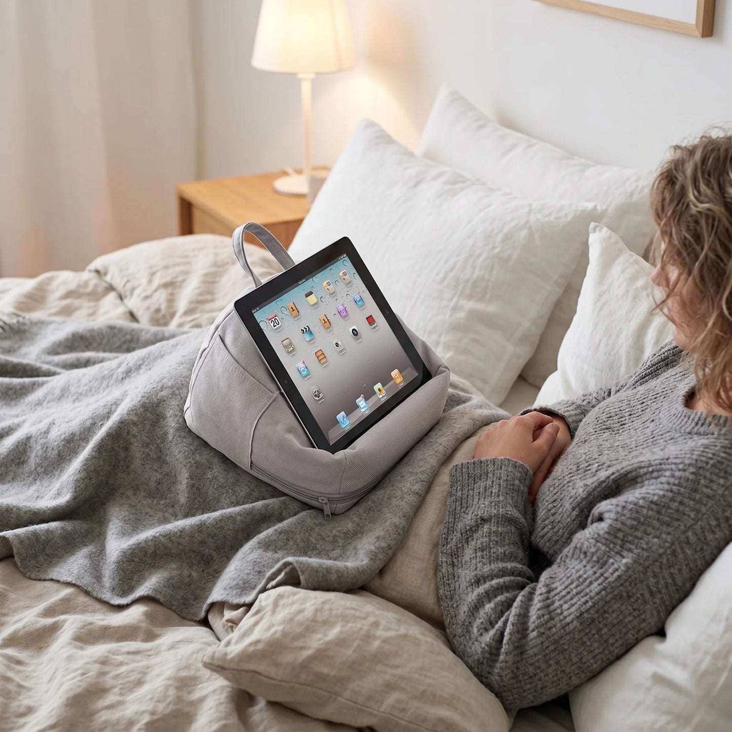 Tablet & Phone Pillow Stand Hands-Free Adjustable Plush Lap