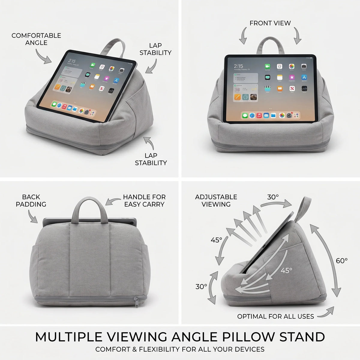 Tablet & Phone Pillow Stand Hands-Free Adjustable Plush Lap