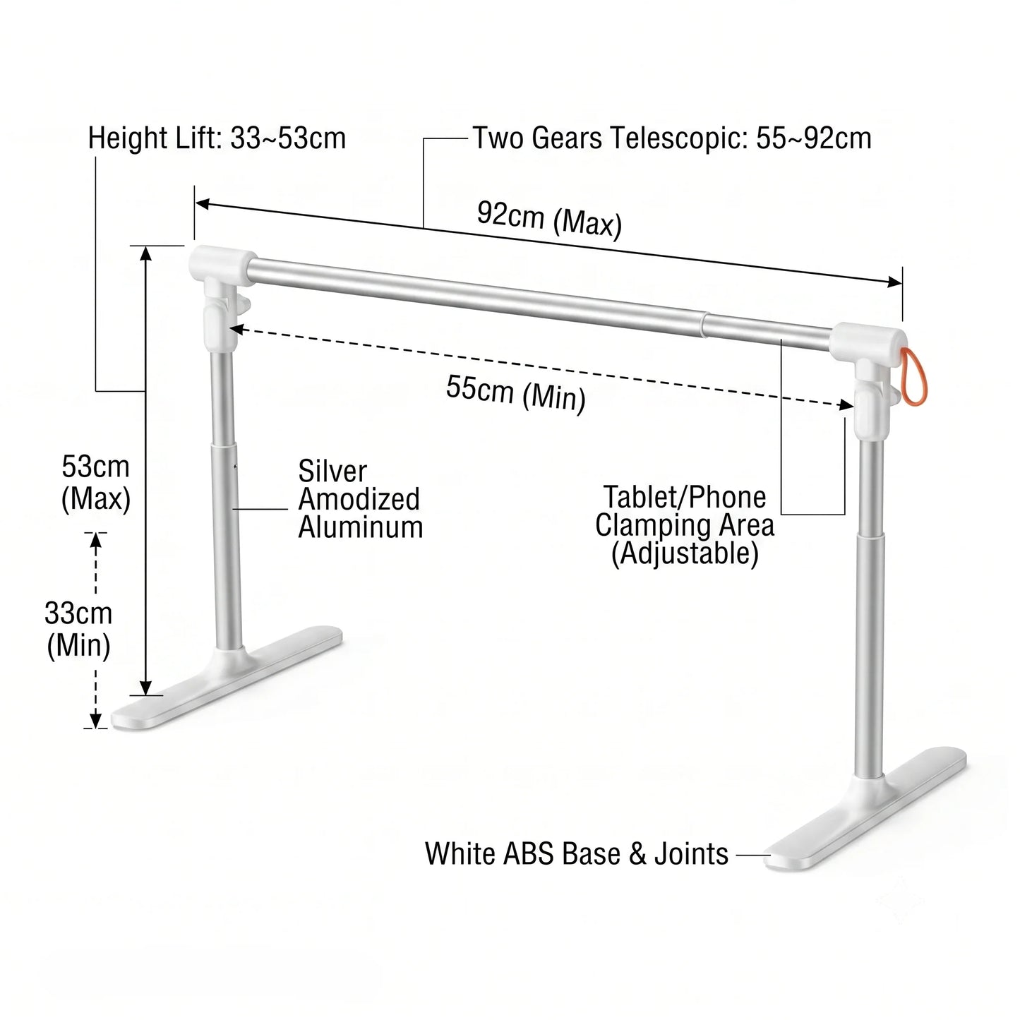 Tablet & Phone Stand Adjustable Angles Hands-Free