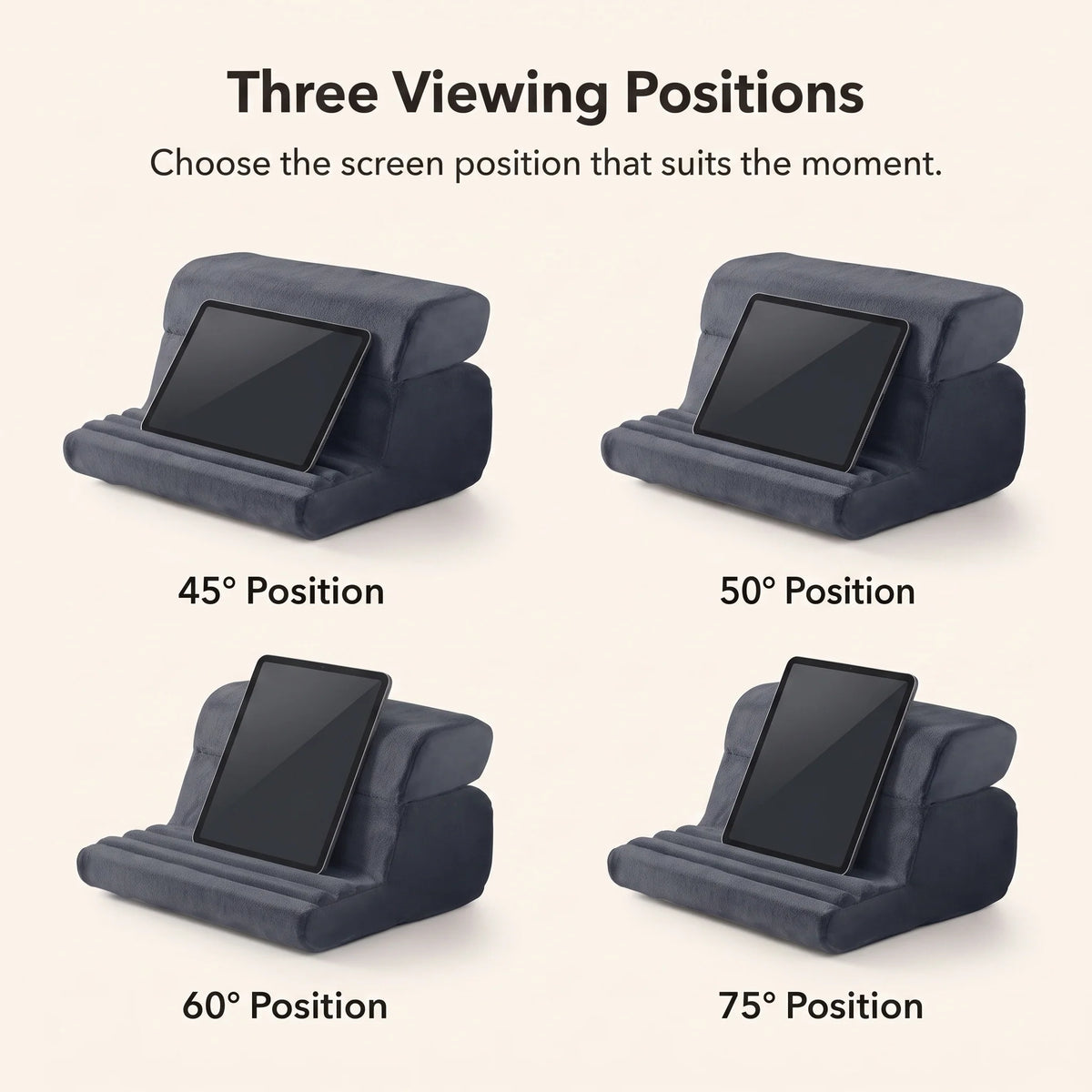 Tablet Pillow Stand 3-Angle Adjustable Storage Pockets
