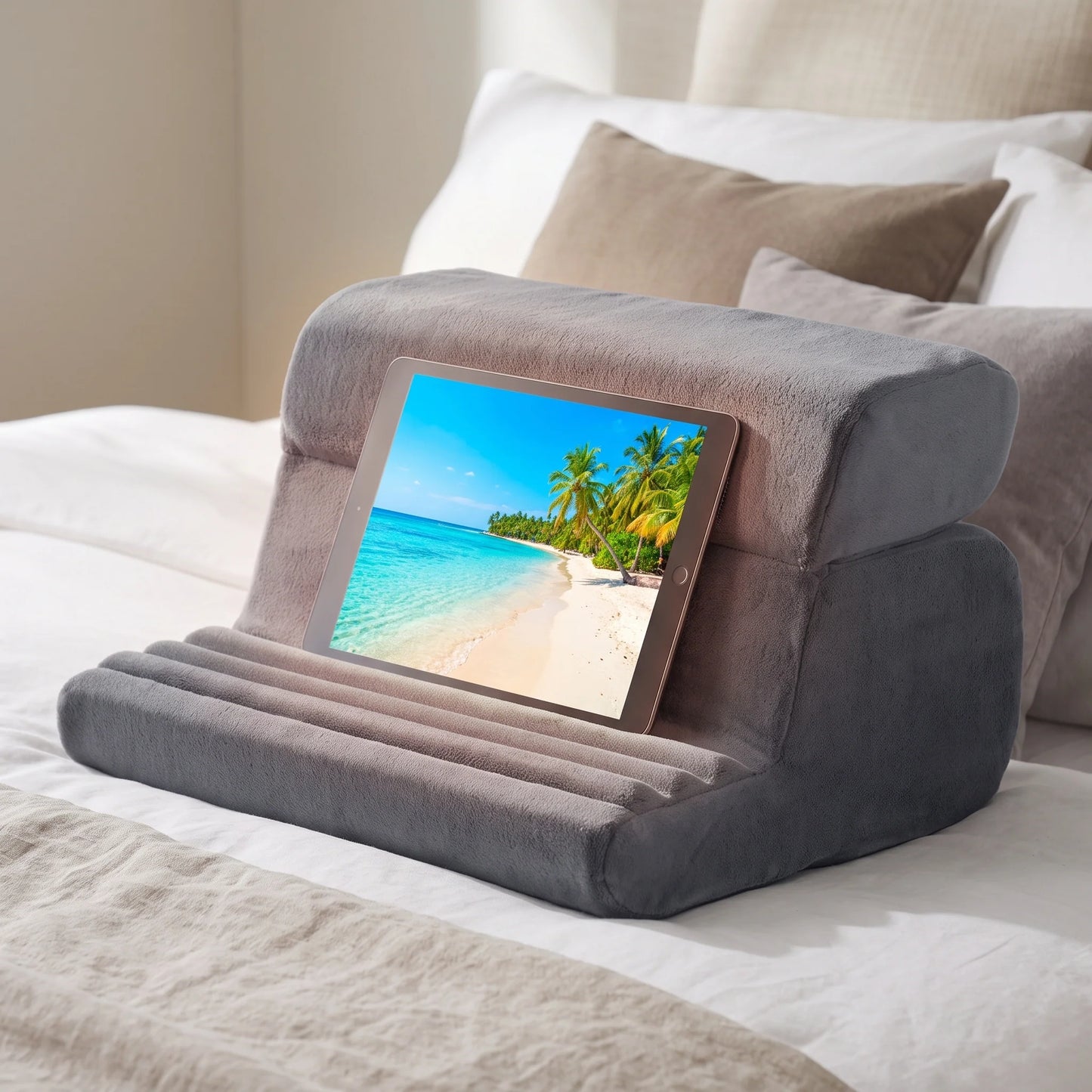 Tablet Pillow Stand 3-Angle Adjustable Storage Pockets