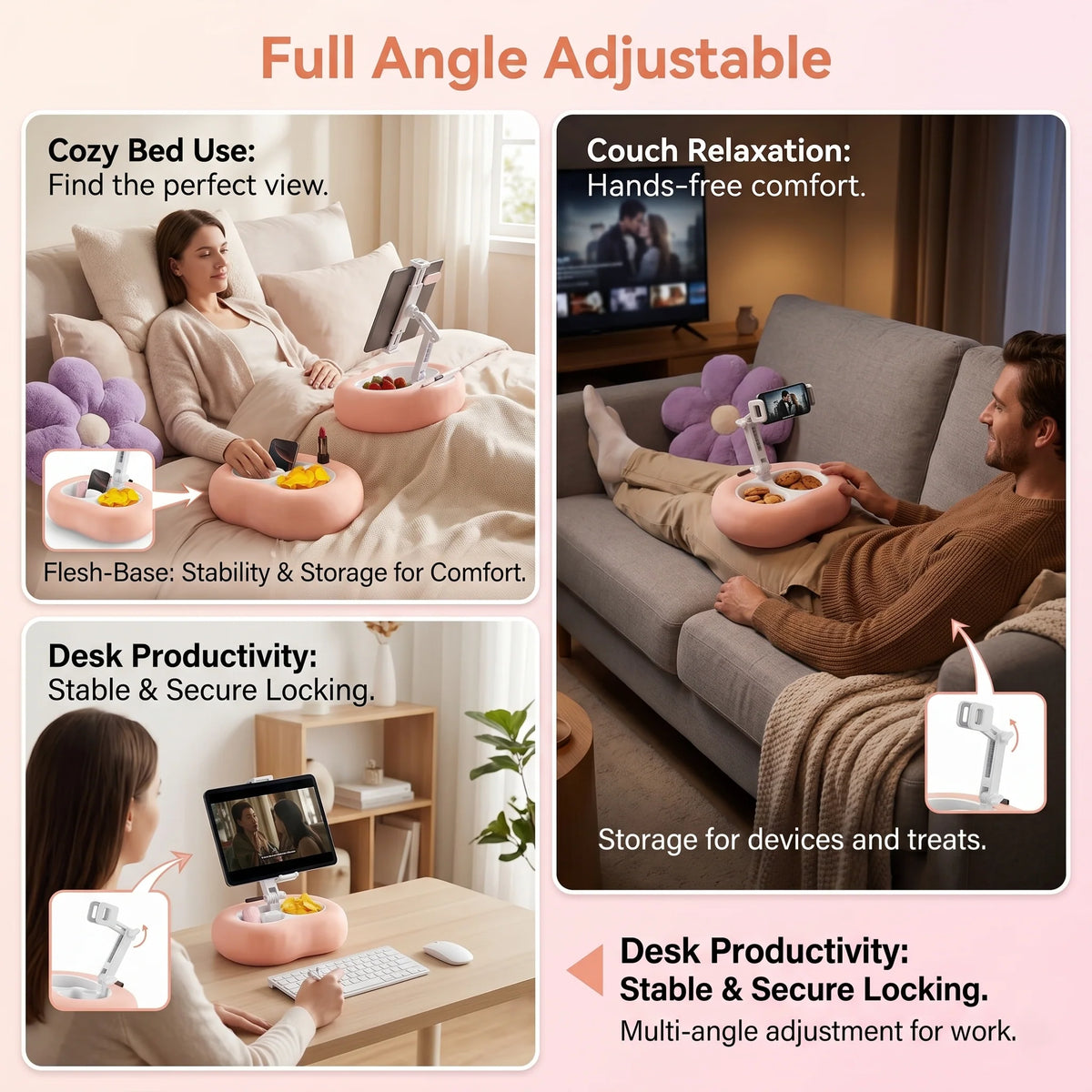 Tablet Pillow Stand Hands-Free Adjustable Memory Foam