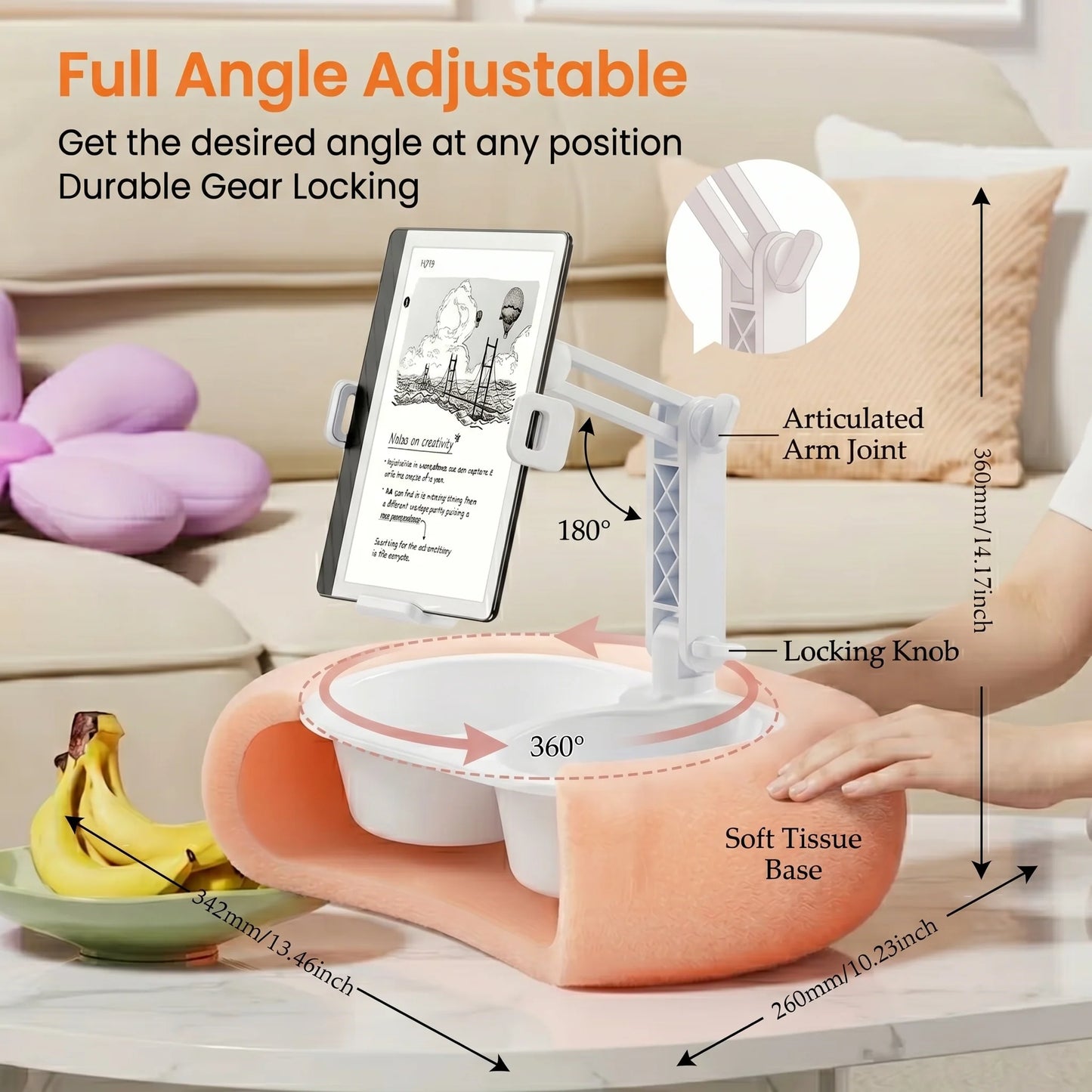 Tablet Pillow Stand Hands-Free Adjustable Memory Foam