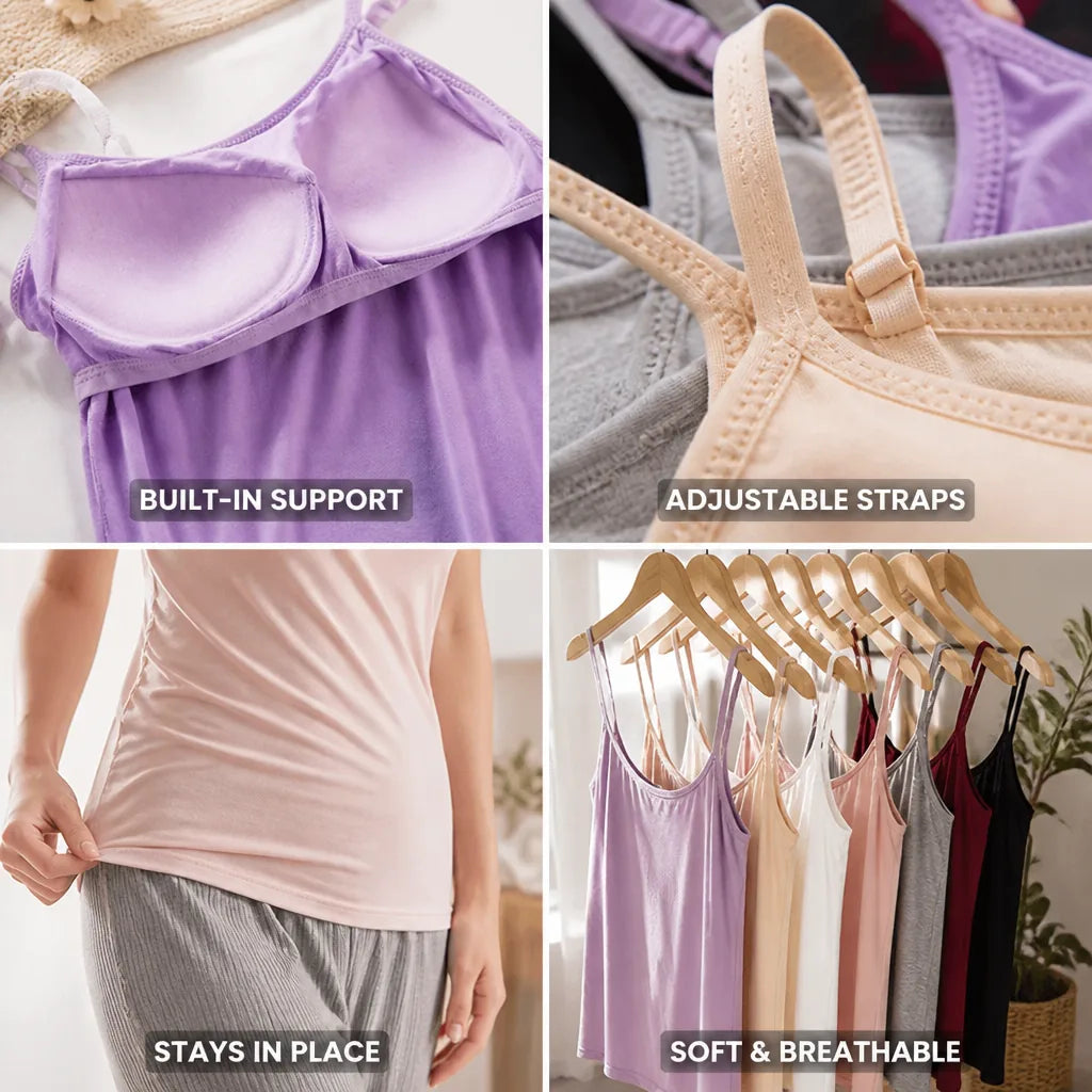 Tank Top Built-In Shelf Bra & Adjustable Straps