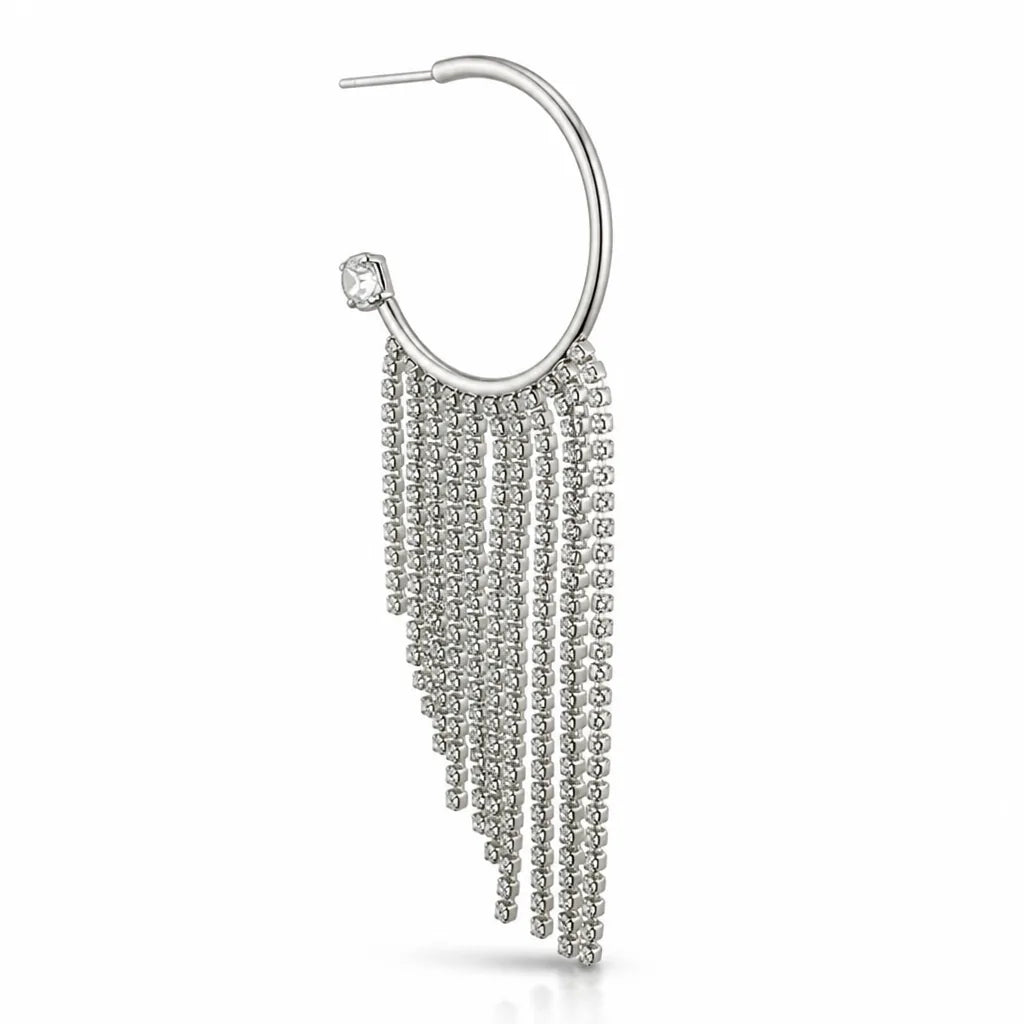 Tassel Earrings Crystal Tassel Hypoallergenic Silver Posts