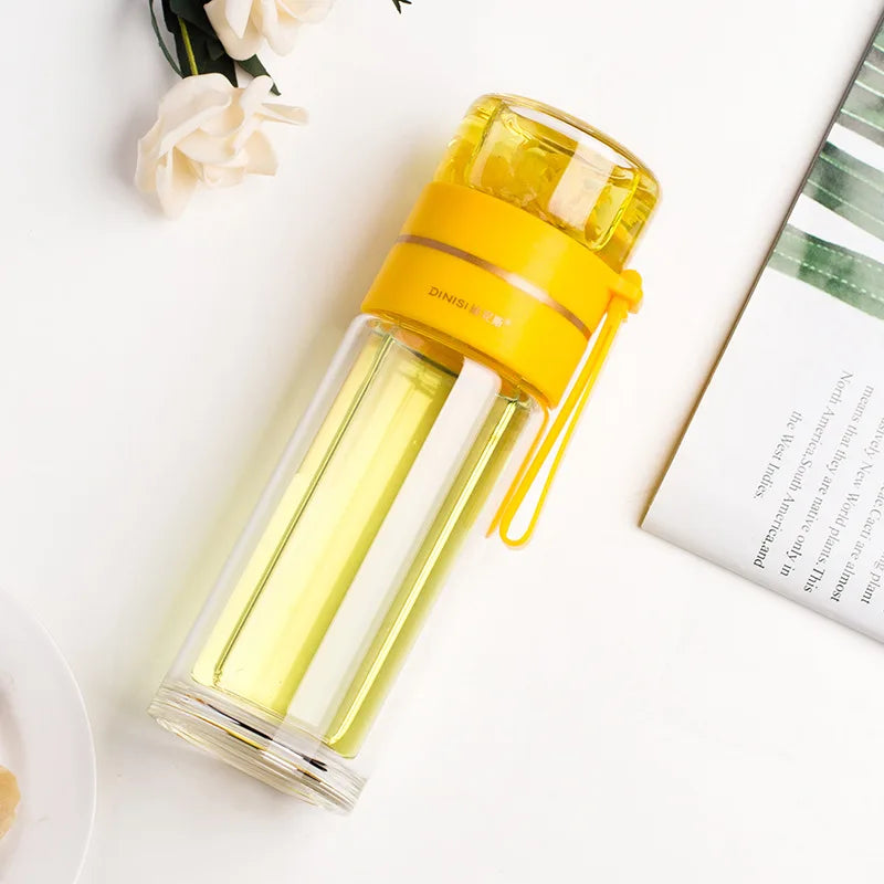 Tea Infuser Bottle Double-Wall Borosilicate Stainless Steel Infuser