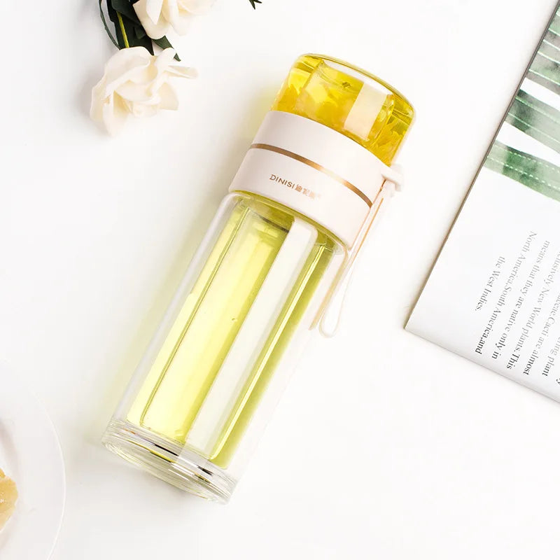 Tea Infuser Bottle Double-Wall Borosilicate Stainless Steel Infuser