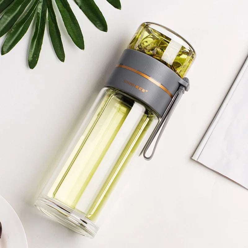 Tea Infuser Bottle Double-Wall Borosilicate Stainless Steel Infuser