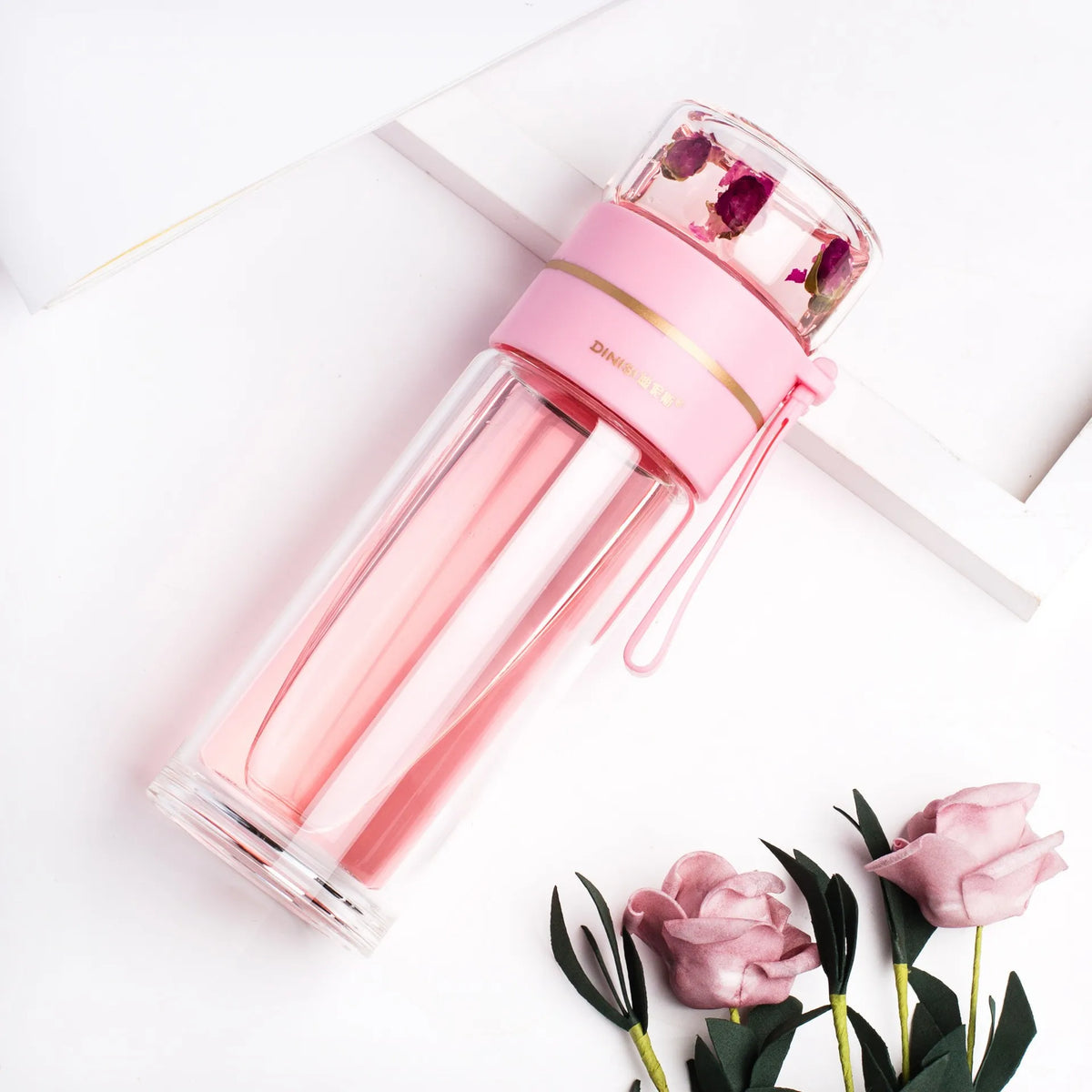 Tea Infuser Bottle Double-Wall Borosilicate Stainless Steel Infuser