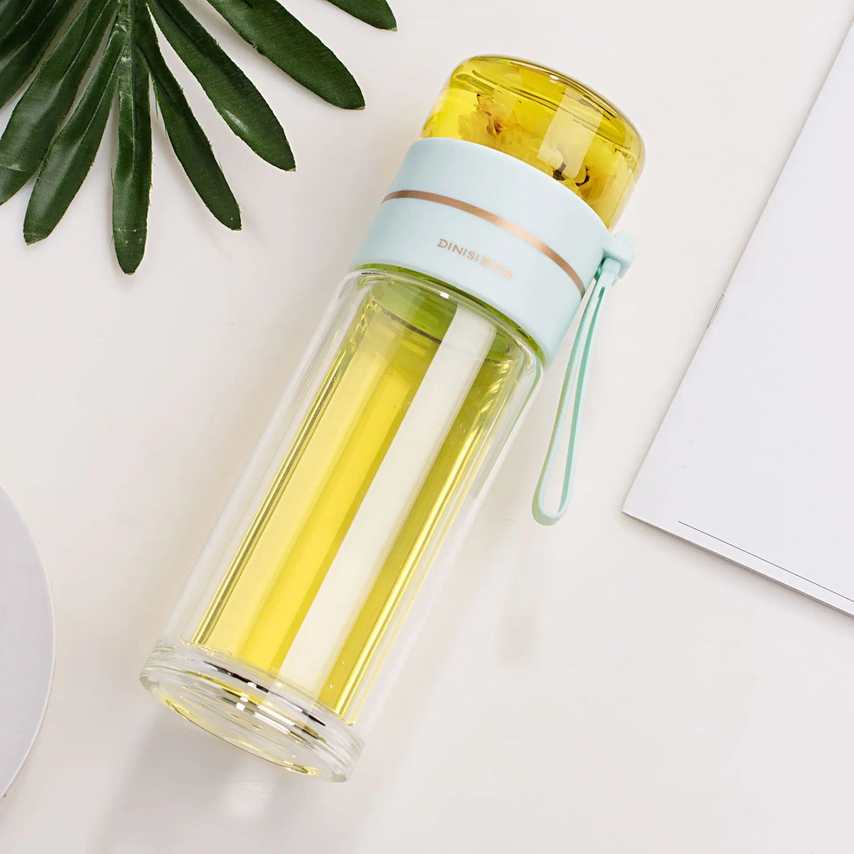 Tea Infuser Bottle Double-Wall Borosilicate Stainless Steel Infuser