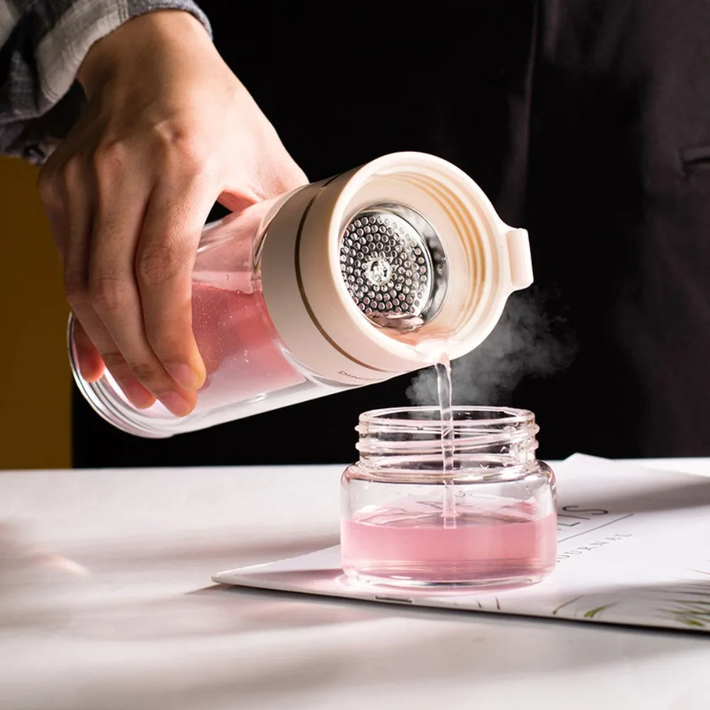 Tea Infuser Bottle Double-Wall Borosilicate Stainless Steel Infuser