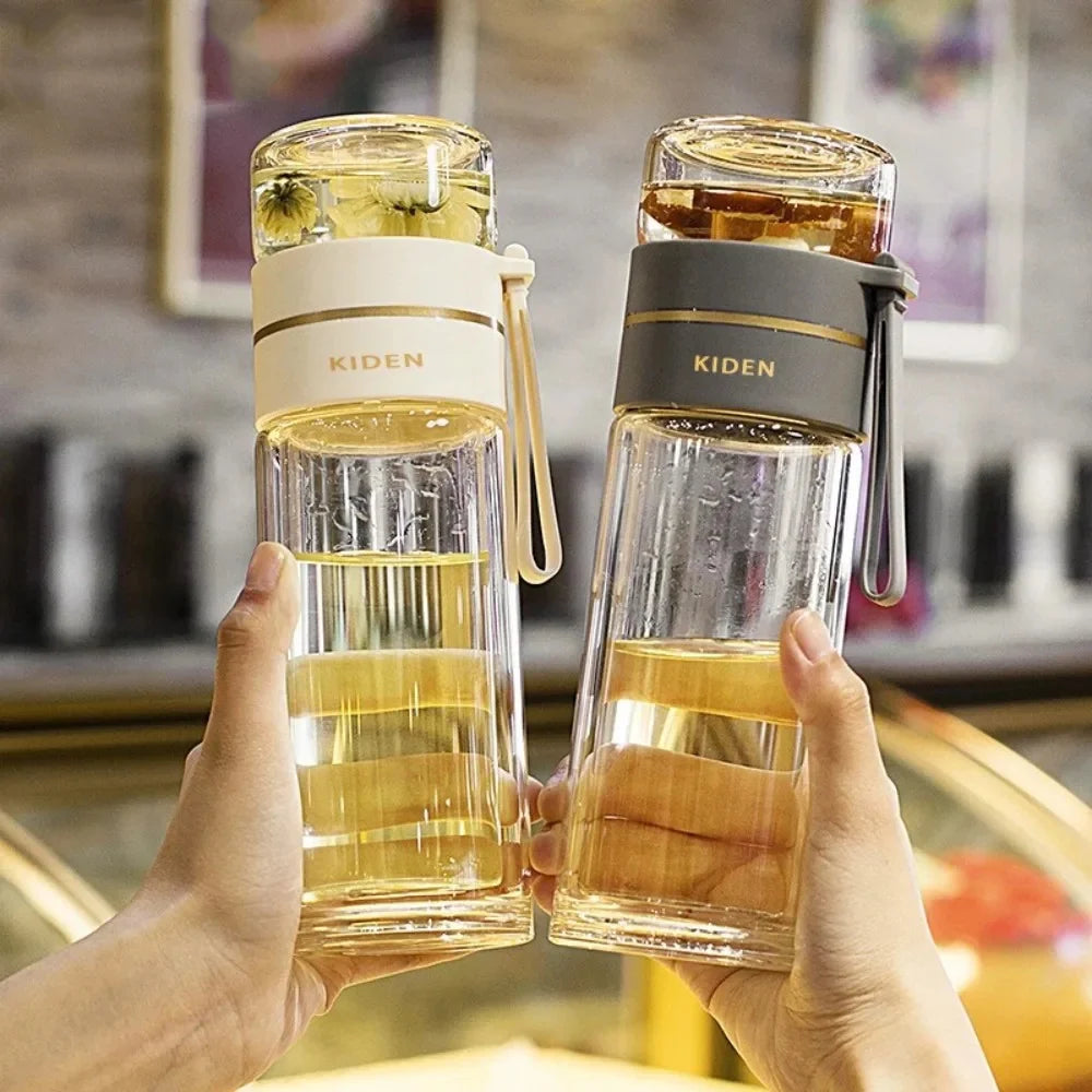 Tea Infuser Bottle Double-Wall Borosilicate Stainless Steel Infuser