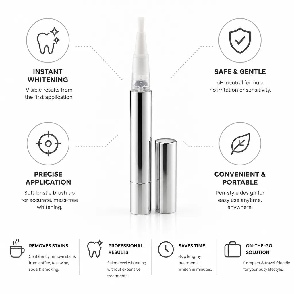 Teeth Whitening Pen Soft Bristle Brush Tip & pH-Neutral
