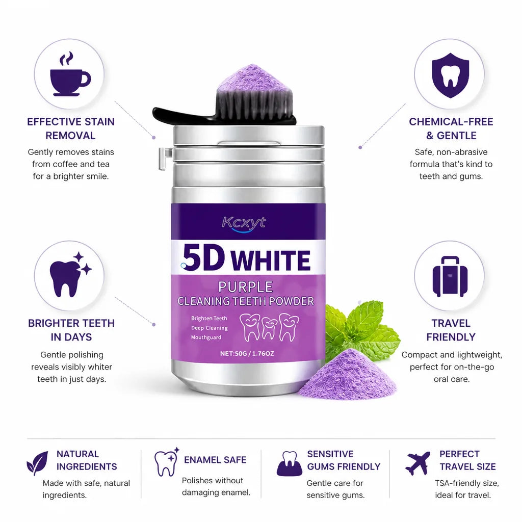 Teeth Whitening Powder Chemical-Free Sensitive Gums Travel Size