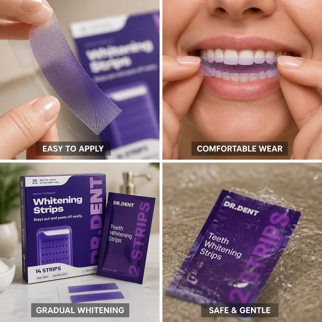 Teeth Whitening Strips Purple Tone Neutralizing Easy Apply
