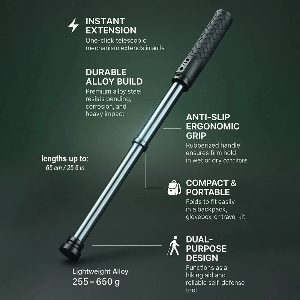 Telescopic Hiking Pole One-Click Deployment Anti-Slip Grip