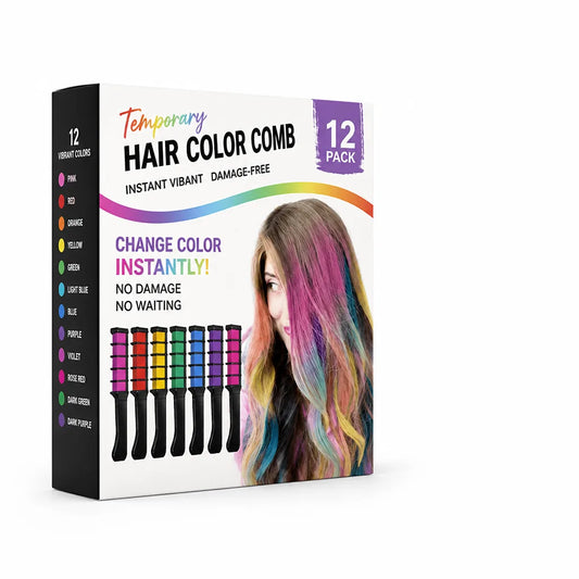 Temporary Hair Color Comb Instant Vibrant Damage-Free 12-Pack