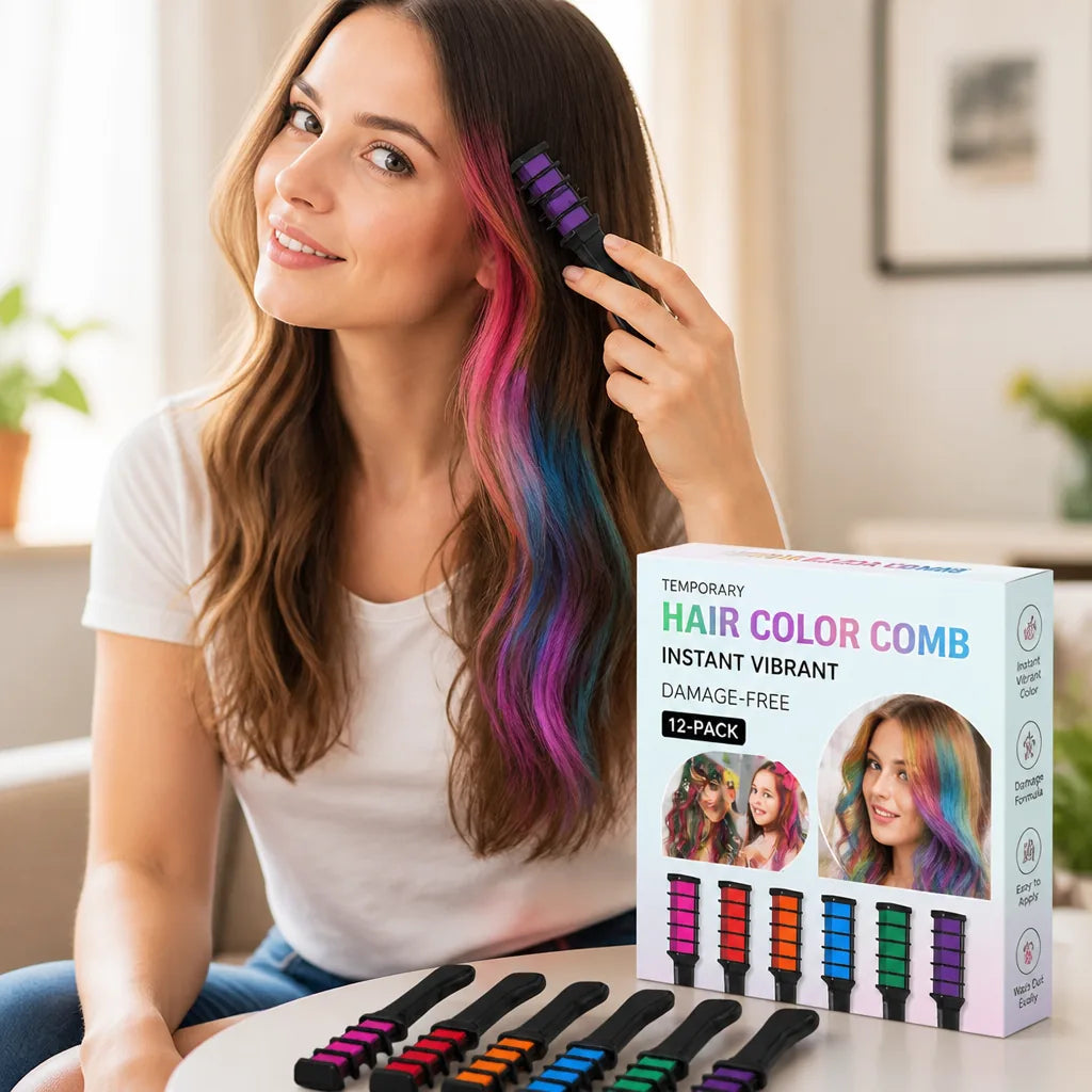 Temporary Hair Color Comb Instant Vibrant Damage-Free 12-Pack