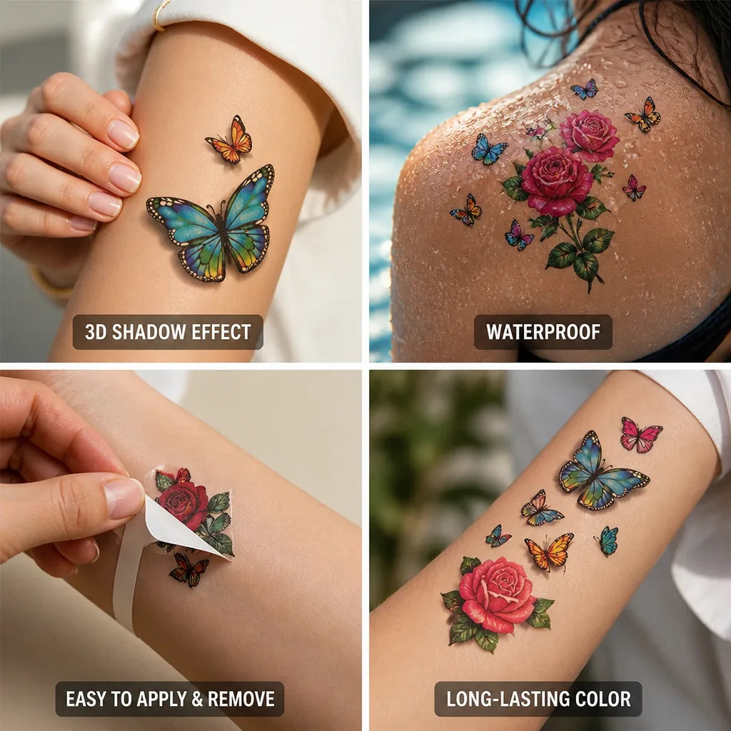 Temporary Tattoo Stickers 3D Shadow Waterproof & Anti-Fade