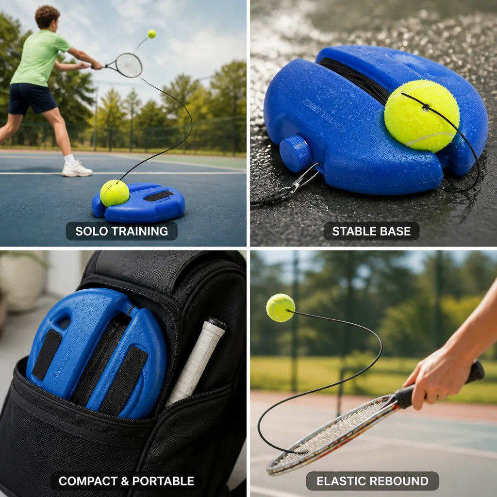 Tennis Volley Trainer Elastic Return Cord & Stable Base