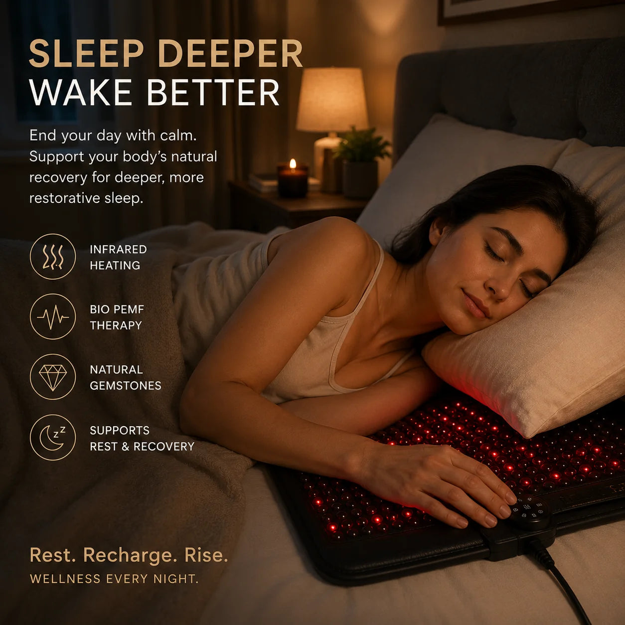 Therapy Mat PEMF Infrared & Red Light Gemstone Layer