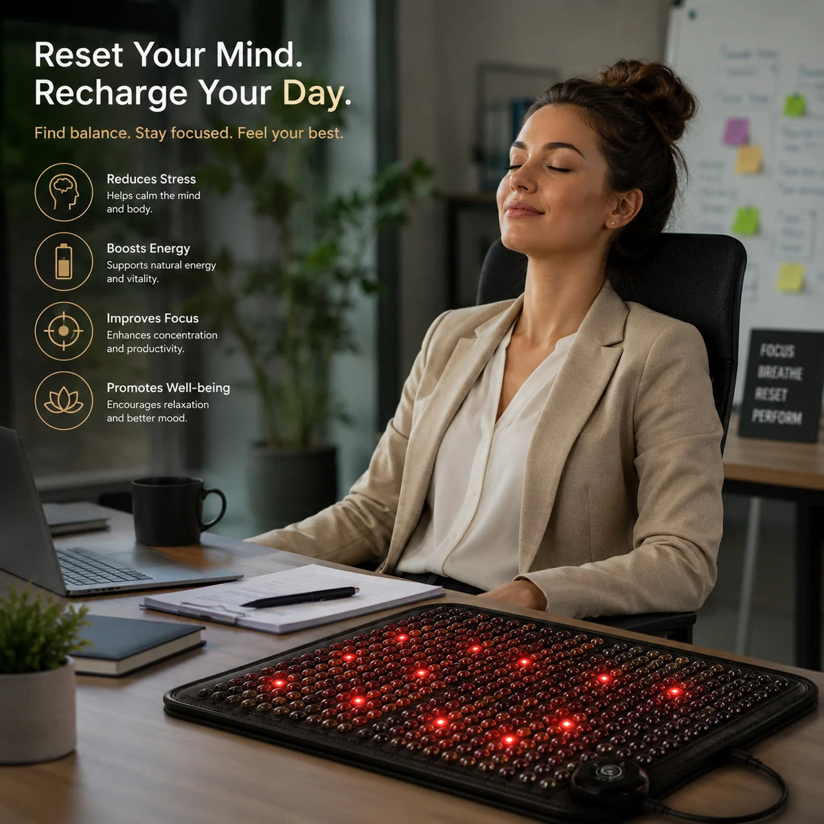Therapy Mat PEMF Infrared & Red Light Gemstone Layer