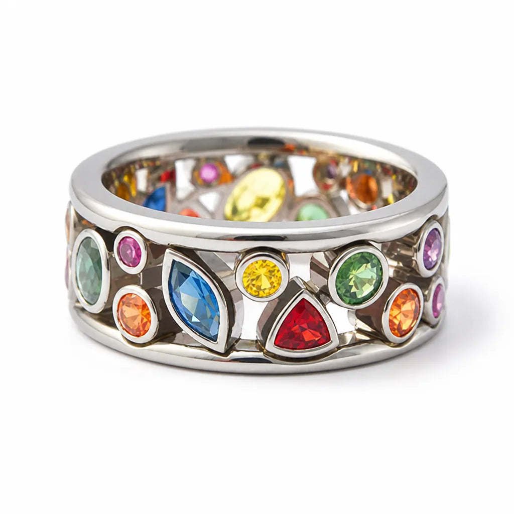 Therapy Ring Magnetized Titanium & White Calcite