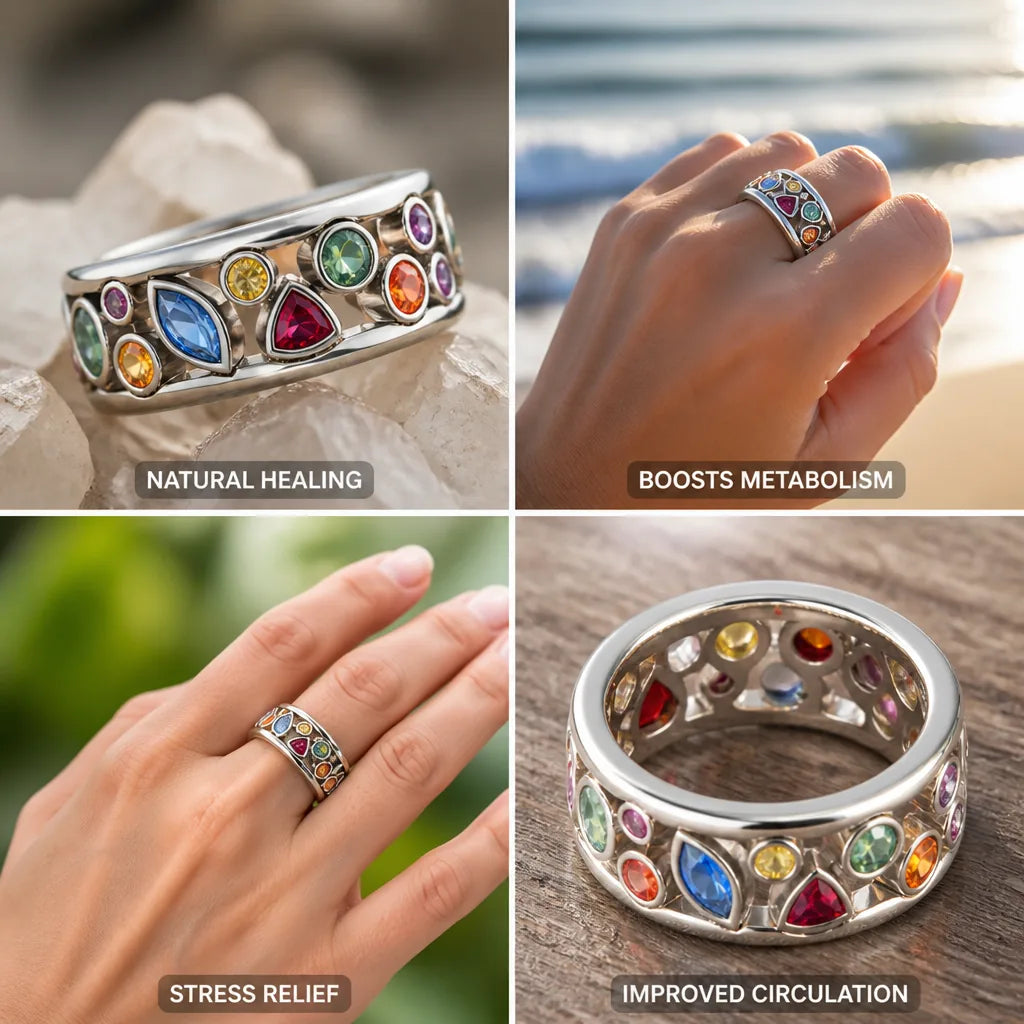 Therapy Ring Magnetized Titanium & White Calcite