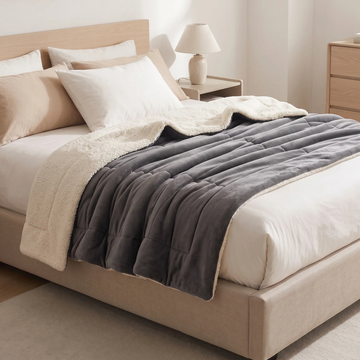 Throw Blanket Double-Sided Faux Lambswool Warm & Soft
