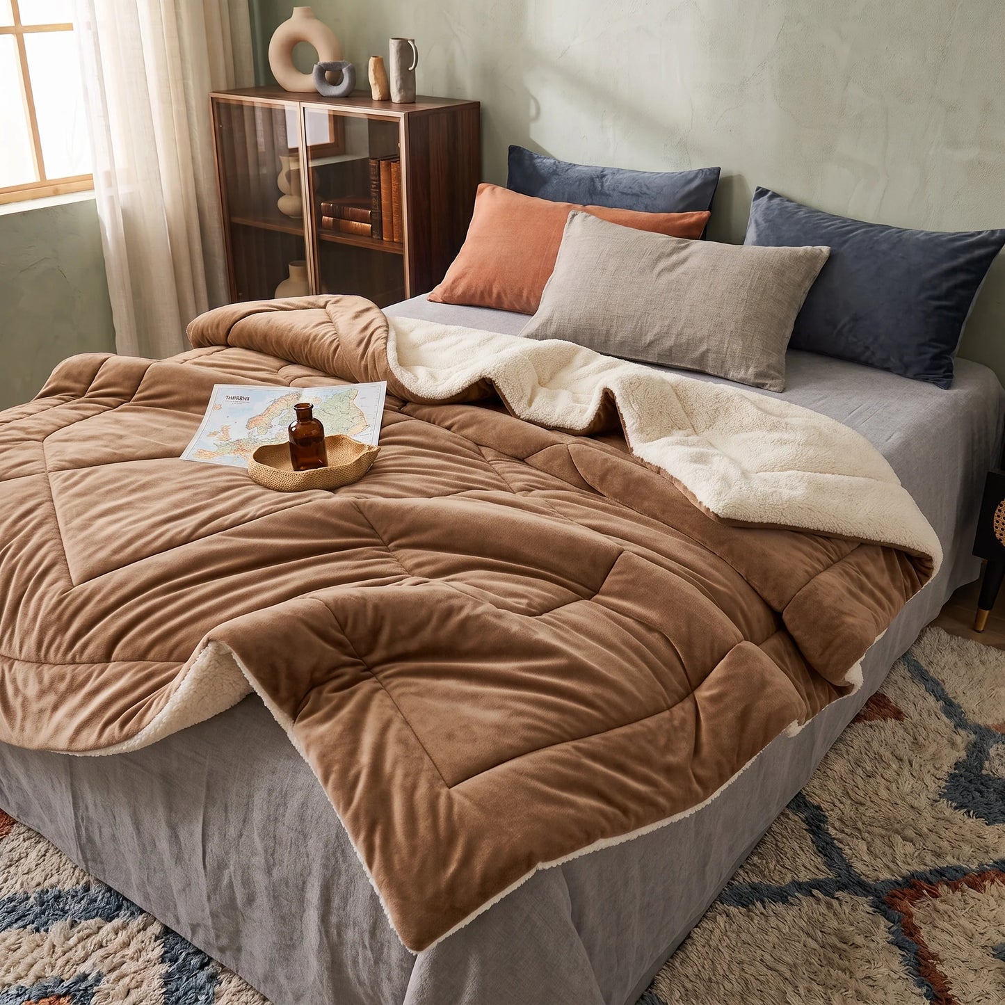 Throw Blanket Double-Sided Faux Lambswool Warm & Soft