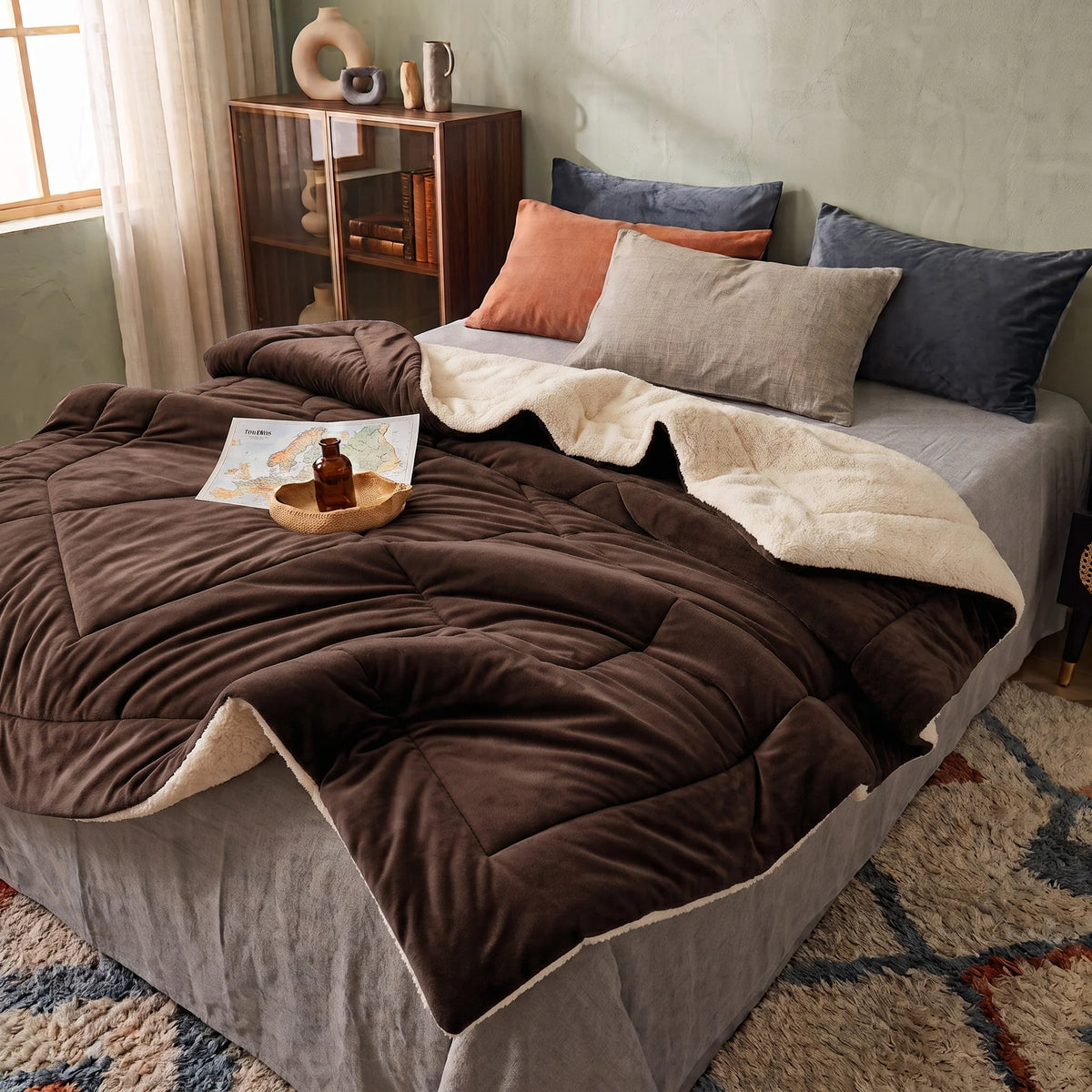 Throw Blanket Double-Sided Faux Lambswool Warm & Soft