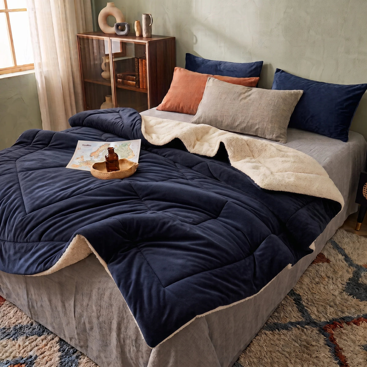 Throw Blanket Double-Sided Faux Lambswool Warm & Soft