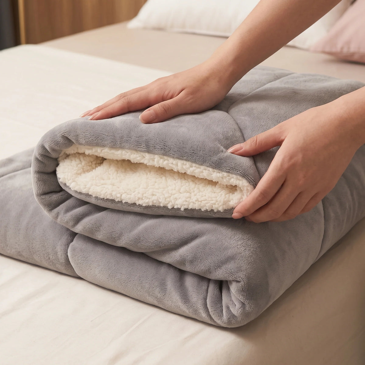 Throw Blanket Double-Sided Faux Lambswool Warm & Soft