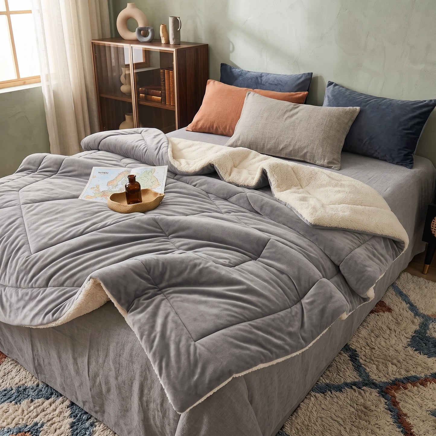 Throw Blanket Double-Sided Faux Lambswool Warm & Soft