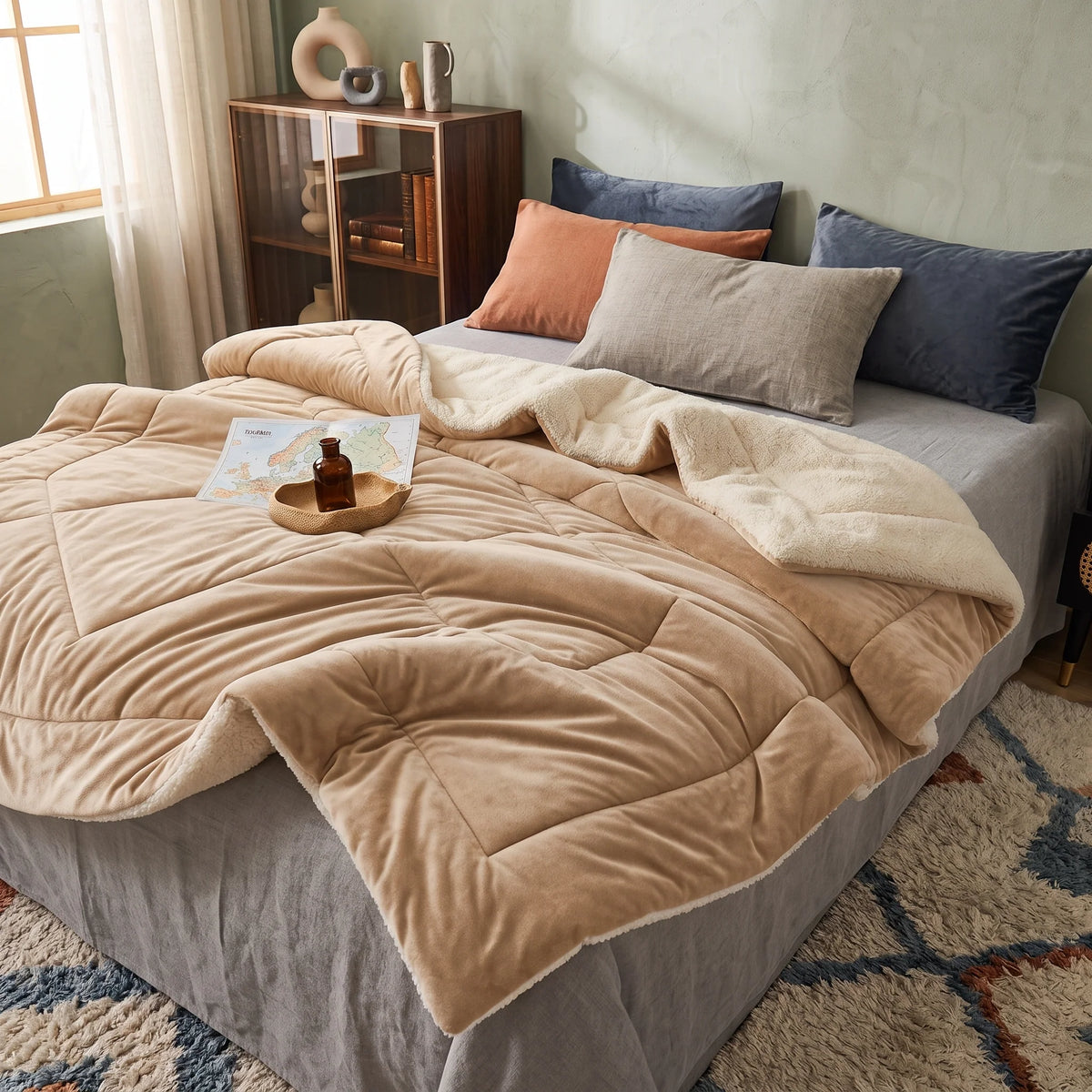 Throw Blanket Double-Sided Faux Lambswool Warm & Soft