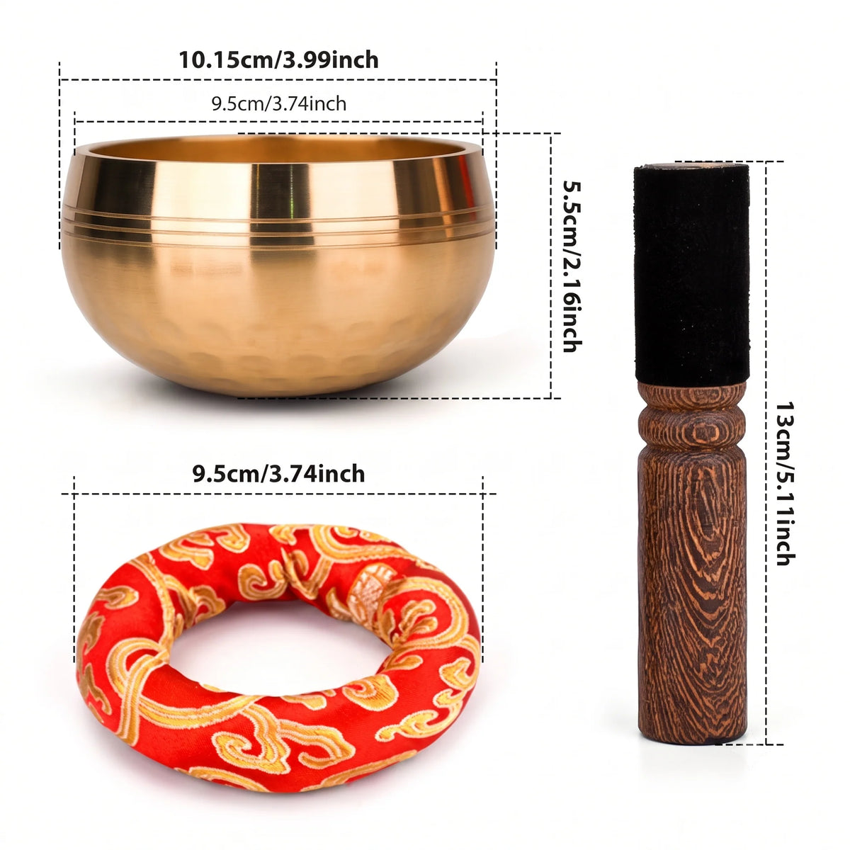 Tibetan Singing Bowl Set Handcrafted With Mallet & Cushion