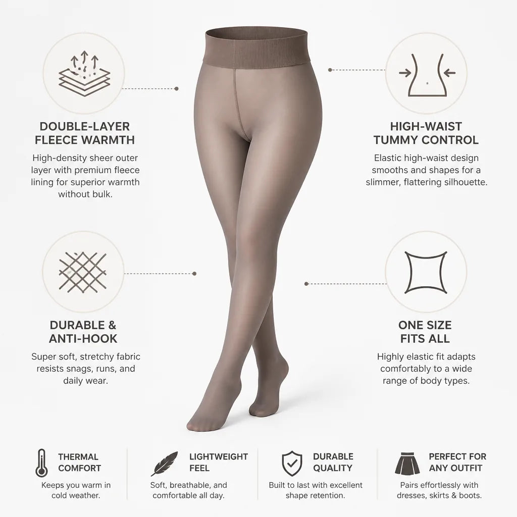 Tights Translucent Fleece-Lined High-Waist Tummy Control