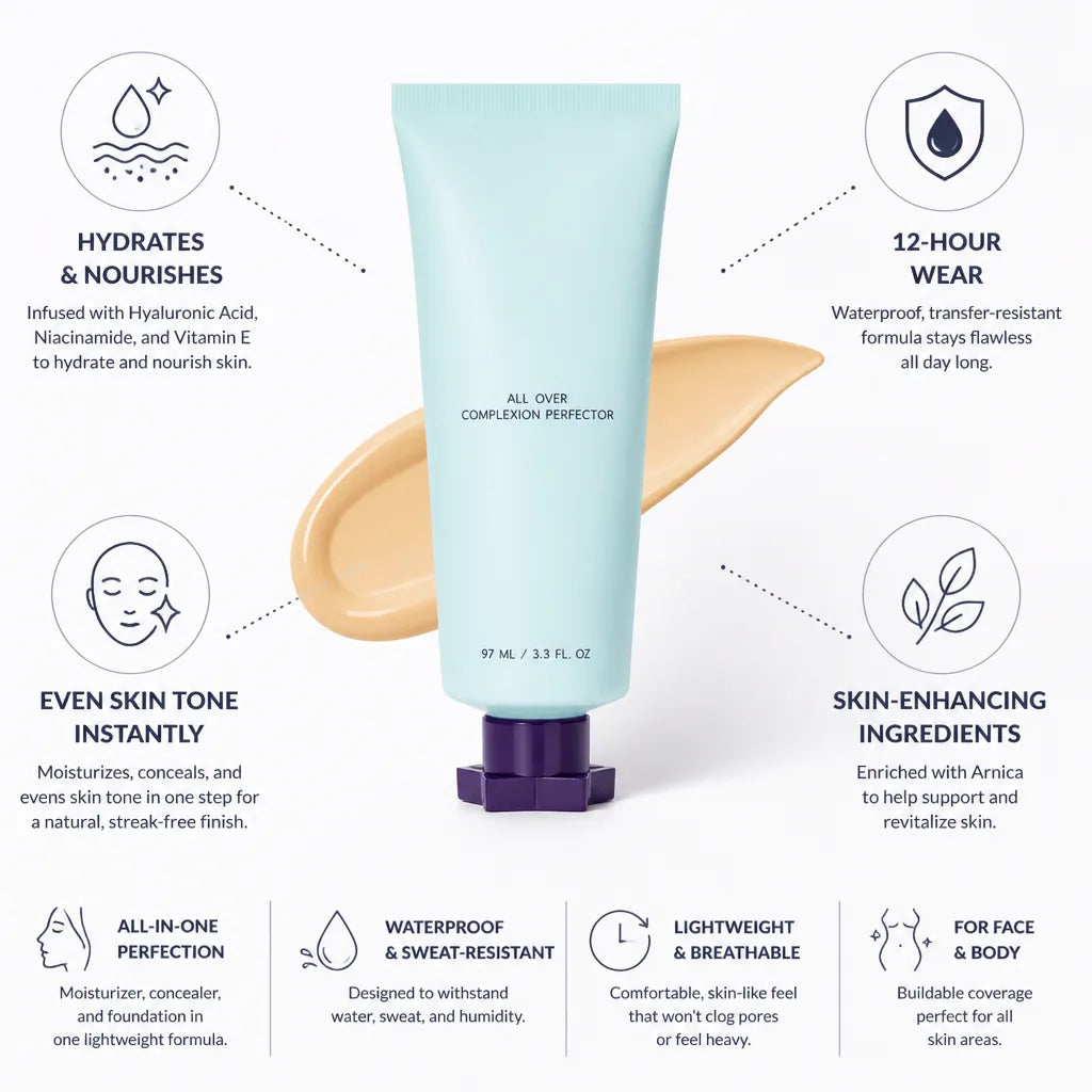 Tinted Moisturizer & Concealer Lightweight Waterproof 12-Hour Wear