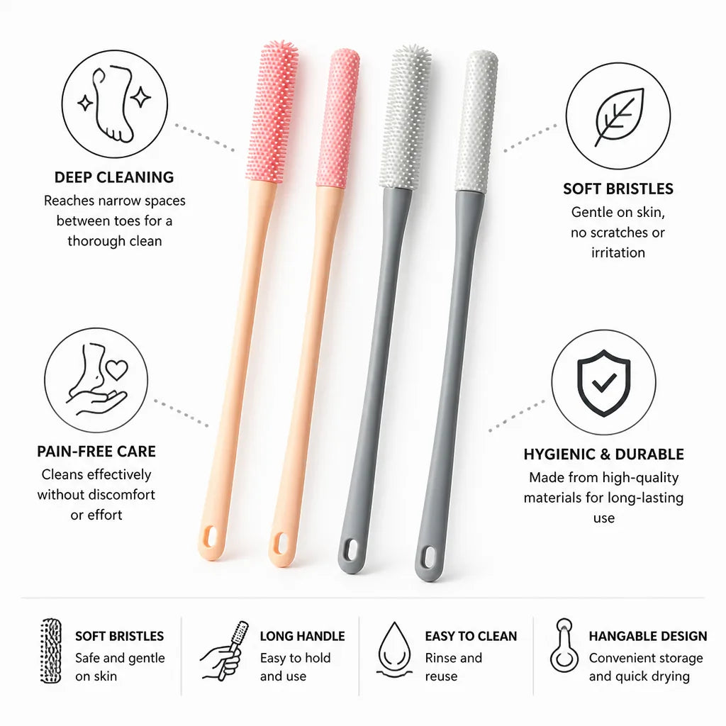 Toe Cleaning Brush Soft Bristles Exfoliating Set of 2