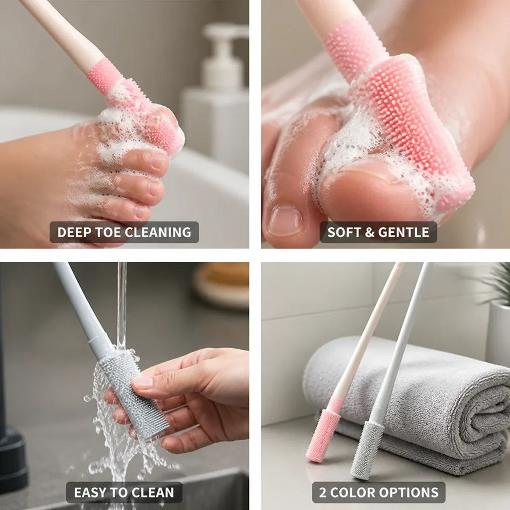 Toe Cleansing Brush Soft Silicone Ergonomic Handle