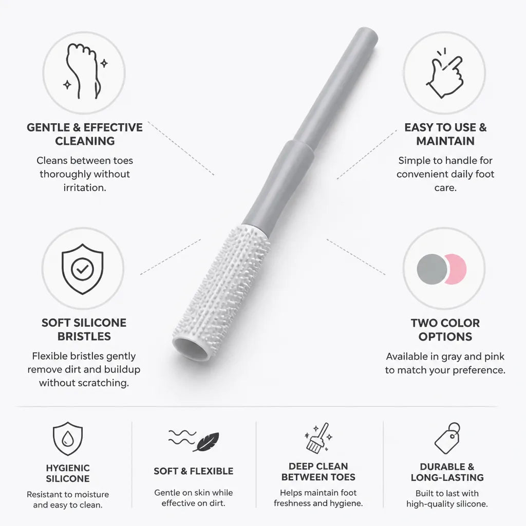 Toe Cleansing Brush Soft Silicone Ergonomic Handle
