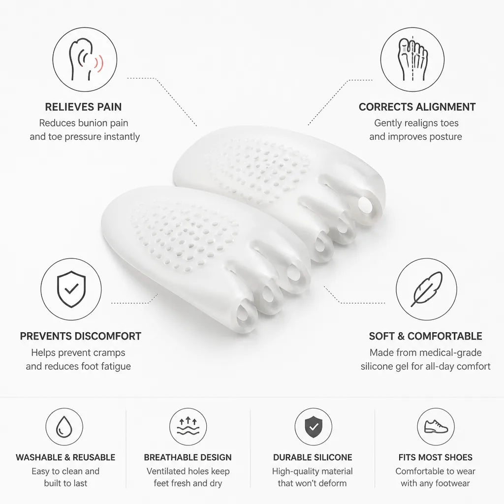 Toe Separator Silicone Gel Bunion Corrector Two Piece